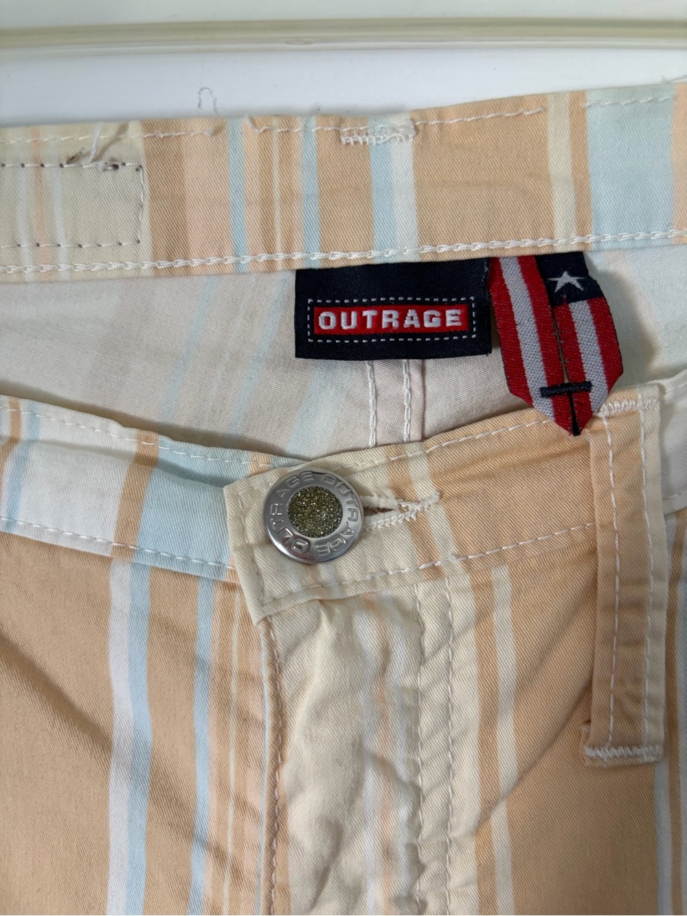 Vintage Y2K Outrage Italy Pastel Striped Flare Jeans Size 26 - Picture 4 of 14